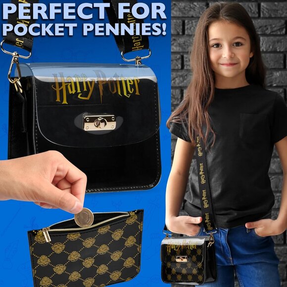 Harry Potter Girls Crossbody Bag w/ Coin Purse Adjustable Strap Magical Teen Gif - Picture 3 of 6